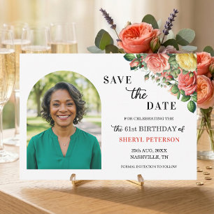 Save The Date Fête élégante de fleurs pour 61 ans