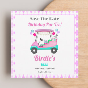 Save The Date Fête élégante de golf pour femmes Cart Anniversair
