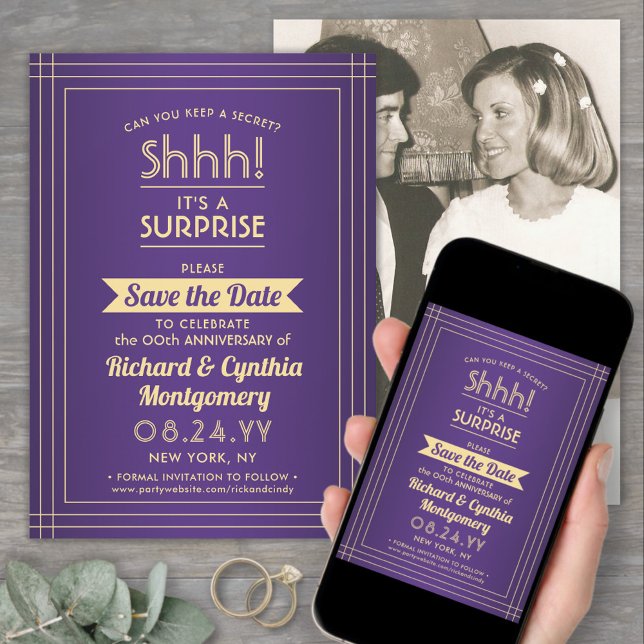 Save The Date Fête surprise du 1er anniversaire photo Violet et  (Créateur téléchargé)