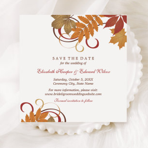 Save The Date Feuille d'automne Découpe Mariage d'automne