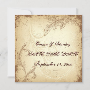 Save The Date Feuille de défilement beige brun vintage Enregistr