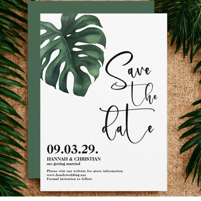 Save The Date Feuille de palme tropicale Monstera Enregistrer la (Créateur téléchargé)