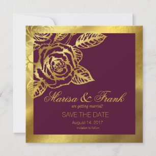 Save The Date Feuille d'Or Bourgogne Millésime Botanique Faire-P