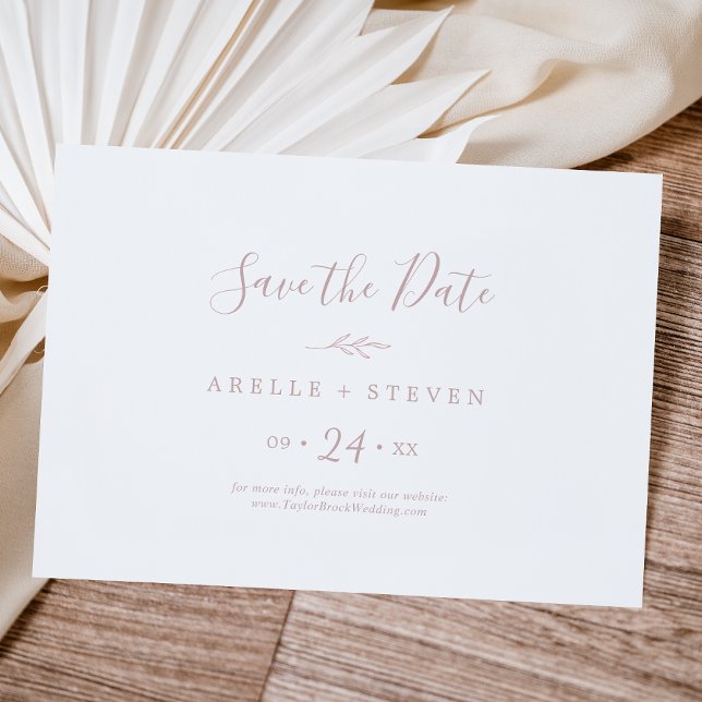 Save The Date Feuille minimale | Dusty Rose Horizontal (Créateur téléchargé)