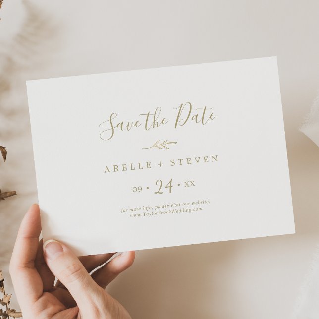 Save The Date Feuille minimale | Gold Horizontal (Créateur téléchargé)