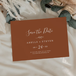 Save The Date Feuille minimale   Terracotta Horizontal Enregistr