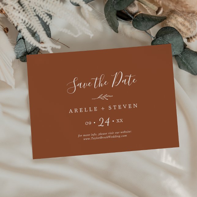 Save The Date Feuille minimale | Terracotta Horizontal Enregistr (Créateur téléchargé)