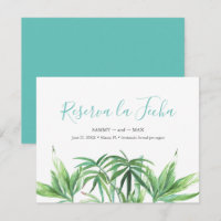 Feuilles Aquarelle Tropicale Faire Part de Date de