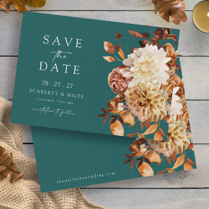 Save The Date Feuilles Automne turquoises Enregistrer La Date