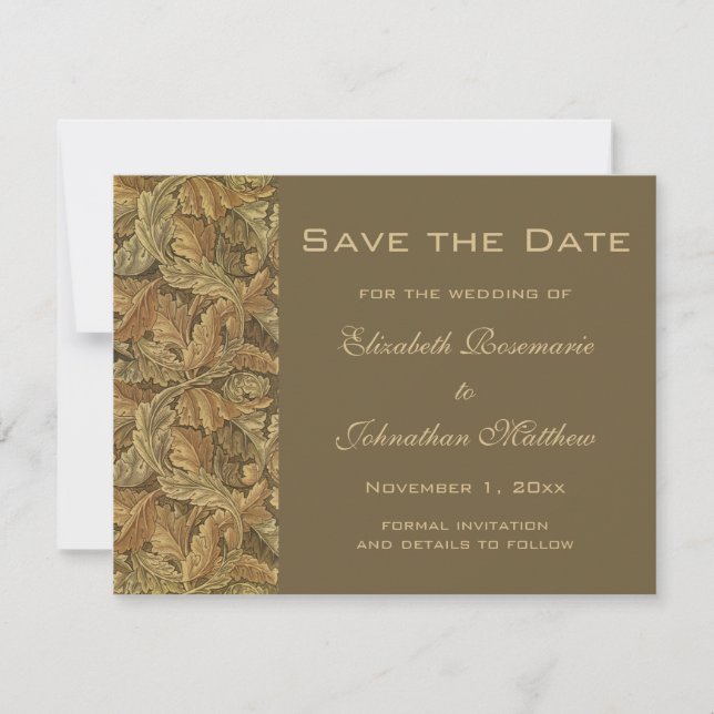 Save The Date Feuilles d'automne victoriennes anciennes chaudes  (Devant)