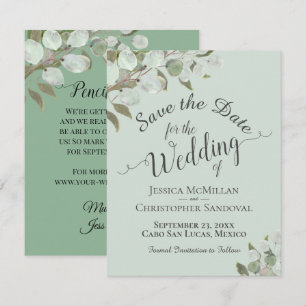 Save The Date Feuilles de Eucalyptus et Menthe pour un Mariage A