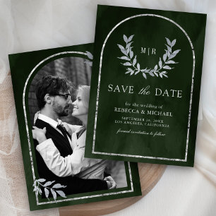 Save The Date Feuilles de la couronne d'argent Laurel Mariage ve