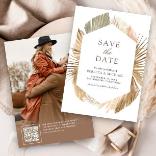 Save The Date Feuilles de palmier séchées des Pampas rustiques p