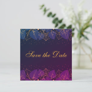 Save The Date Feuilles Delicy Purple et Gold Enregistrer la date