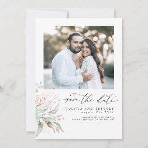 Save The Date Feuilles en or rose vert Boho Enregistrer la date 