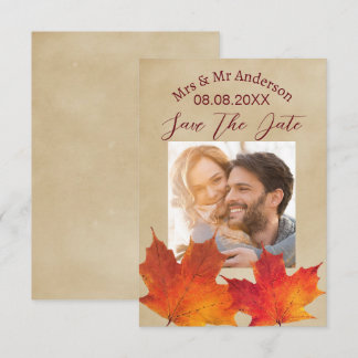 Save The Date Feuilles Rustiques Mariage Automne Étiquette de Ré