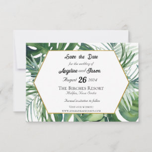 Save The Date Feuilles tropicaux et mariage verdoyant Sauvez la