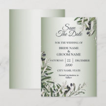 Feuilles Vertes Élégant Mariage Olive Noire