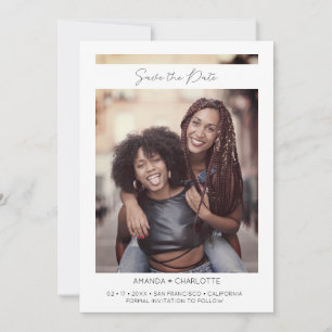 Save The Date Fiançailles de filles gays Simple Photo Instant Ef