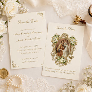 Save The Date Fiançailles de Marie et Joseph pour mariage cathol