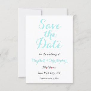 Save The Date Fiançailles Mariage Turquoise noir blanc simple et