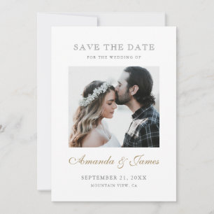 Save The Date Fiançailles photo simple Elegant Gold Script