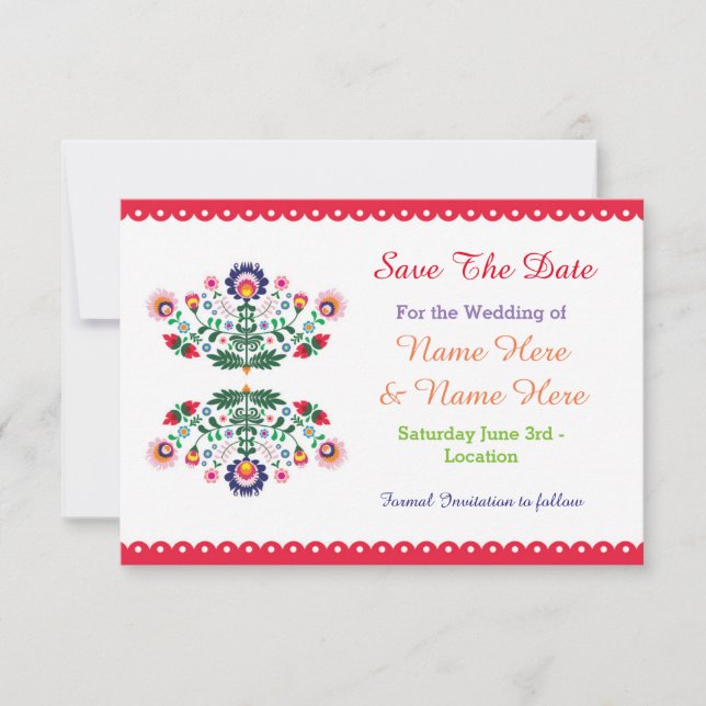 Save The Date Fiesta Mexican Floral Wedding Invite (Front)