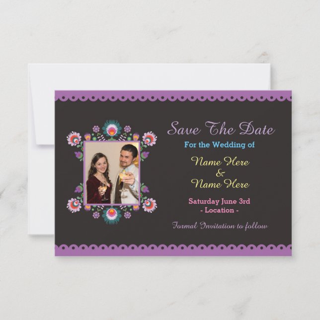 Save The Date Fiesta Mexican Floral Wedding Invite (Front)