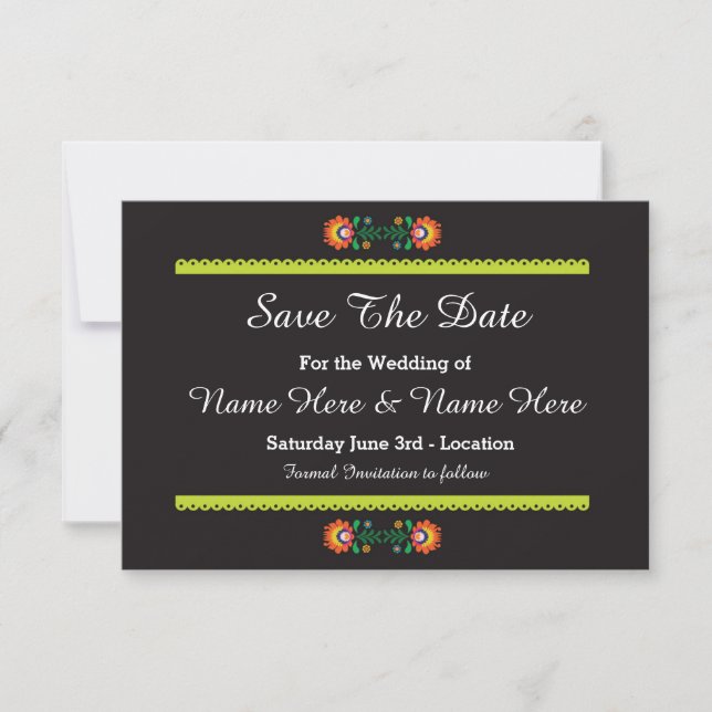 Save The Date Fiesta Mexican Wedding Invites (Front)
