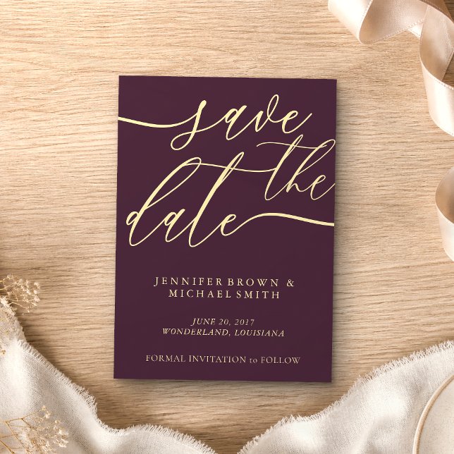 Save The Date Figue de Minuit Mariage Photo personnalisé Calligr (Créateur téléchargé)