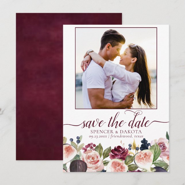 Save The Date Figues florissantes | Moody Rustic Elegant Floral  (Devant / Derrière)