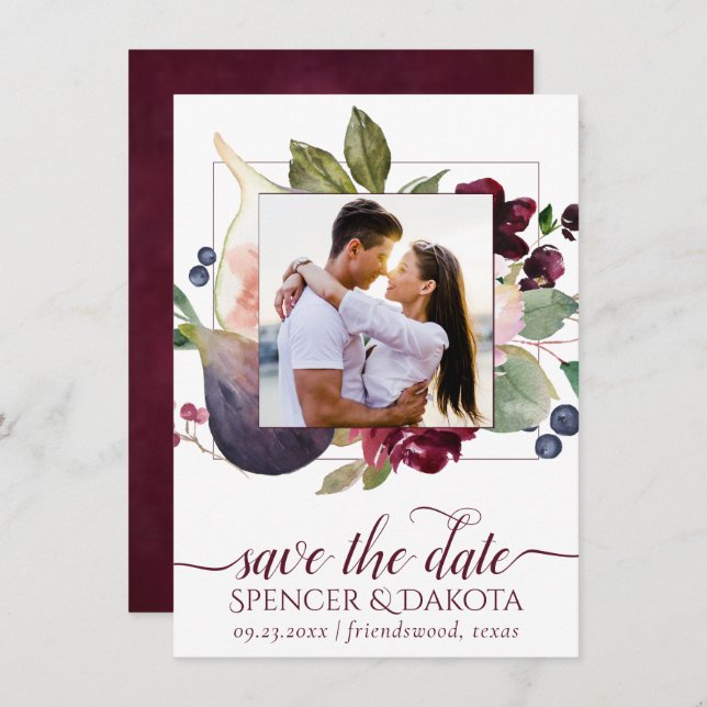 Save The Date Figues florissantes | Moody Rustic Elegant Floral  (Devant / Derrière)