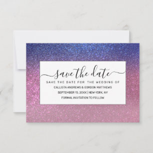 Save The Date Fille Bleu rose Parties scintillant étincelante Om