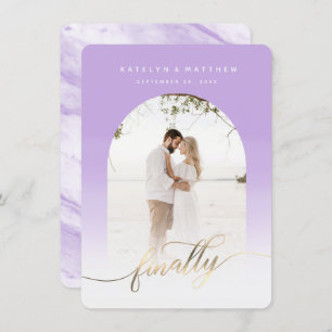 Save The Date Finalement Gold Script Lavender Archway encadré ph