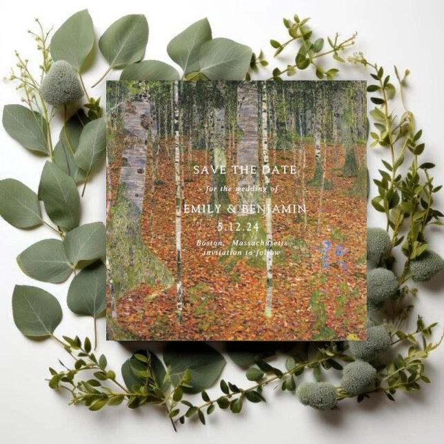 Save The Date Fine Art Gustav Klimt Forest Mariage naturel (Créateur téléchargé)