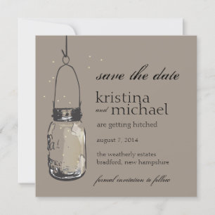 Save The Date Fireflies & Mason Jar Enregistrer la date