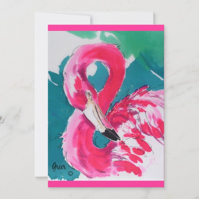 Save The Date Flamant rose chaud "Enregistrer la date" Invitatio (Devant)