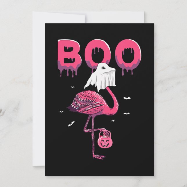 Save The Date Flamant rose | Halloween Flamant rose Boo Ghost (Devant)