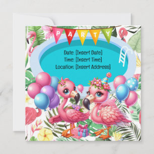 Save The Date Flamant rose Pool Party !
