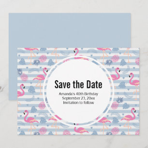 Save The Date Flamant rose Whimsical et ananas Motif Anniversair