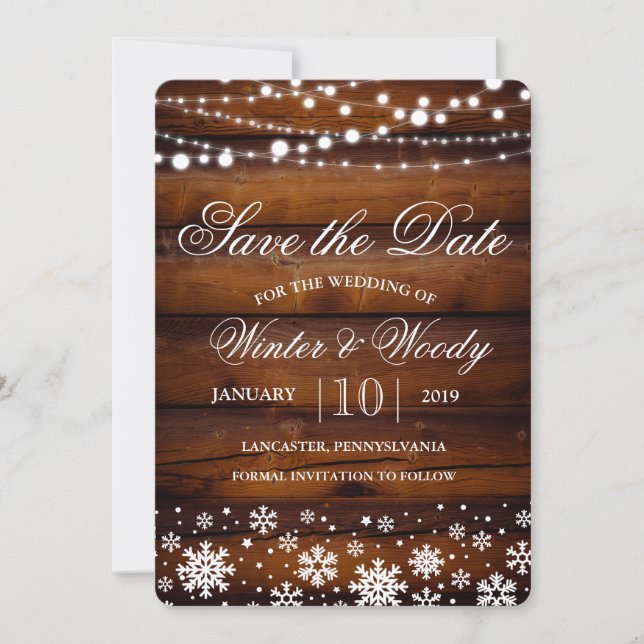 Save The Date Flammes de neige d'hiver Économisez la date Invita (Devant)