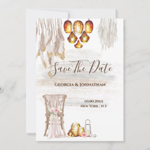 Save The Date Flanc à cordes de macrame du pays de Boho