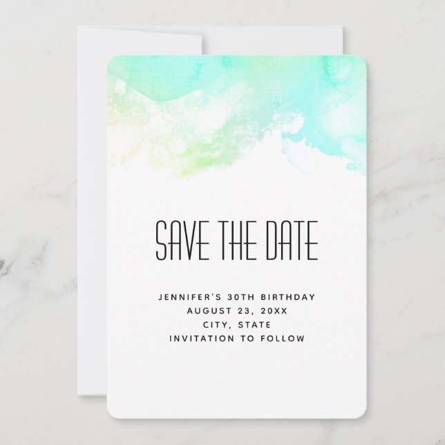 Save The Date Flèches Abstraites vert et bleu (Devant)
