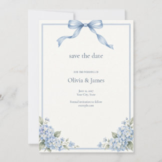 Save The Date Fleur Bleu Éphéméride de Mariage