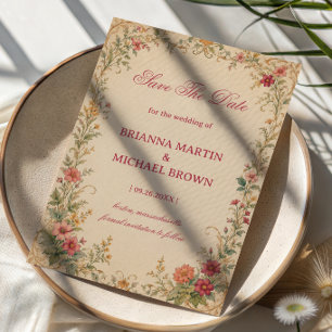 Save The Date Fleur botanique vintage