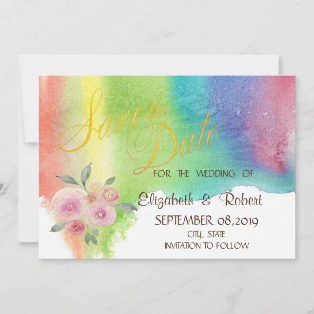 Save The Date Fleur D'Aquarelle Moderne Enregistrer La Date (Devant)