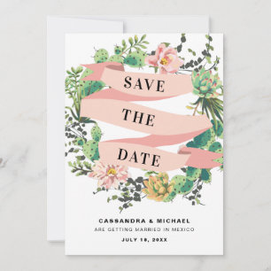 Save The Date Fleur de Cactus du désert   Heureux toujours après