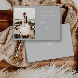 Save The Date Fleur de calligraphie minimaliste moderne Photo 