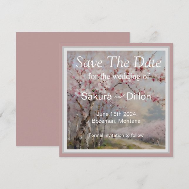 Save The Date Fleur de cerisier élégante à l'aquarelle (Devant / Derrière)