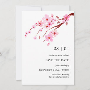 Save The Date Fleur de cerisier rose Aquarelle